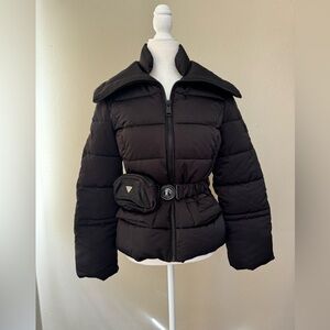 GUESS Black Belted Puffer Jacket